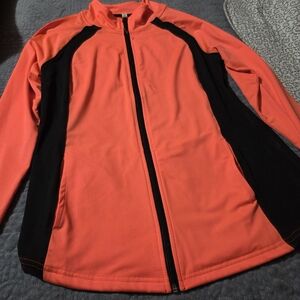 Coral and Black Zip-Up Jacket Womens Bike Week Bling!Size 1x